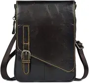 Cross Body Leather, Leather Waist Bag Men's Pockets Mobile Phone Bag Travel Shoulder Bag Men's Small Pockets (Color : Coffee, Size : S)