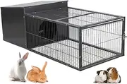 Ricjurzzty Rabbit Cage Indoor Bunny Hutch, Pet Enclosure Carrier Habitat Ourdoor Indoor for Small Animals, Metal Steel Slide-Out Tray Lockable