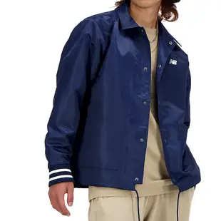 New Balance 男款 藍色 背面刺繡標語LOGO 印花 美版 棒球 教練 外套 MJ41553NNY