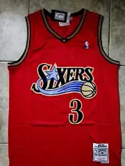 Philadelphia 76ers Jersey Allen Iverson #3 Stitched Throwback Jersey US Seller
