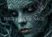 Abstract Fractal Art Beautiful Sexy Woman Medusa 8X10 High Quality AI Print