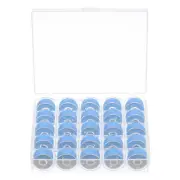 Prewound Sewing Bobbin Thread Set of 25pcs with Storage Plastic Case, Sky Blue