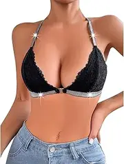 [Generic] Sticker Bracelet Maker Wireless Bras for Ladies Underwired White Lace Bralettes Women's Non Wired Plus Size Sports Multipack Full Support Bra Top Light Blue Red & Underwear Set