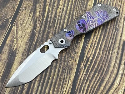 Folding Knife 10Cr15MoV Blade Titanium Handle Pocket Knife ST-Engrave