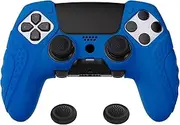 PlayVital Guardian Edition Anti-Slip Ergonomic Silicone Cover Case for ps5 Edge Controller, Soft Rubber Protector Skin for ps5 Edge Wireless Controller with Thumb Grip Caps - Blue