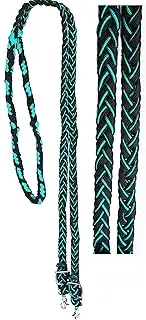 CHALLENGER Horse Roping Knotted Tack Western Barrel Reins Nylon Braided Turquoise 607179