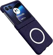 [FLURIKA] Magnetic Case for Motorola Razr 40 Ultra, Compatible with MagSafe Carbon Fiber Slim Thin Lightweight Aramid Fiber PC Back Anti Scratch Drop Protection Rugged Shockproof Cover, Purple