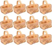 iplusmile 12Pcs Mini Woven Basket Wood Chip Storage Baskets for Home Decor Stylish Organizers for Living Bathroom Playroom and Office Use