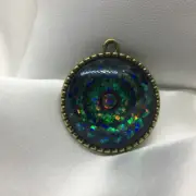 Kaleidoscope~ Tree Of Life Glass Cabochons 1" Bonze Bezel Pendant New 1321
