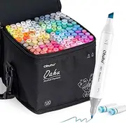 Alcohol Art Markers, Ohuhu 120 Colors Double Tipped Marker Set for Kids Adults Coloring, Alcohol-based Sketch Sketching Markers, Comes with 1 Colorless Marker Blender