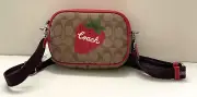 NEW! Coach Mini Jamie Camera Bag In Signature Canvas With Wild Strawberry