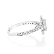 Luminesce Lab Grown 9ct White Gold 1 Carat Diamond Halo Solitaire Ring with Pear Centre Diamond, Q