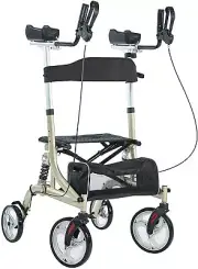 2025 BEYOUR WALKER Upright Rollator Walker with Shock Absorber 10" Front Wheels