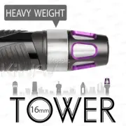 Heavy Bar Ends Tower Purple w/ Silver Base CNC Machined 16mm Thread for Yamaha