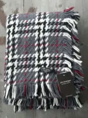 John Branigan Wool/Alpaca Blend Throw Dark Gray Tartan Handwoven in Ireland NEW