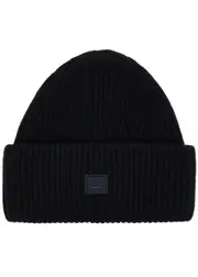 Acne Studios Pansy Ribbed Wool Beanie - Black One Size