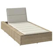 vidaXL Sunbed with Floating Cushion Beige Poly Rattan