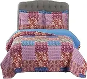 Royal Tradition Kenzy Reversible Coverlets, Twin XL Over-Sized 2pc Quilt Set (68-Inch Wide x 90-Inch Long) Lightweight Bedspread