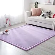 Large Play Mat for Baby, Thicker Crawling Floor Mats, Memory Foam Activity Area Rug, Foldable Soft Coral Velvet Nursery Rugs for Toddlers,Infants,Kids,Yoga Mat,Tatami Mat (Purple, 100 * 100cm)