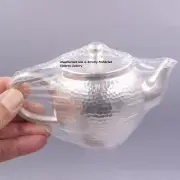 Pure Solid S999 Fine Silver Teapot Healthy Carved Hammer Water Tea Pot 5.5inch