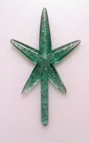 VINTAGE GLITTER STAR Ceramic Christmas Tree GREEN TOPPER 2.5"