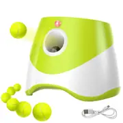 Advwin Automatic Dog Ball Launcher Thrower Interactive Dog Toys with 6 Tennis Balls Yellow