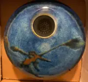 Georgetown Pottery Small Round Ikebana Flower Vase Blue Wave—new in original box