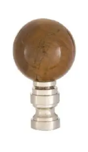 B&P Lamp® Tiger Eye Design, 30mm Ball Finial, Satin Nickel Brass Base