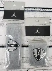 Vintage Nike Michael Jordan Jumpman Headband & Wrist Bands Gray, Black & White