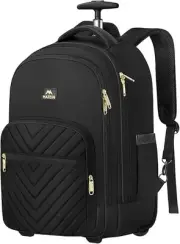 Rolling Backpack for Women, 17 inch Water Resistant Wheeled Laptop Backpack,