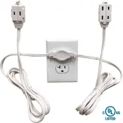 Twin flat head Extension Cord 12 Foot Cord 6 feet on Each Side with 6 outlets