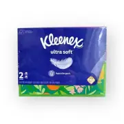 Kleenex Ultra Soft Facial Tissues, 2 Flat Boxes of 120 3-Ply Tissues (240 Total)