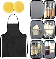 Blisstime Set of 42 Clay Sculpting Tool Wooden Handle Pottery Carving Tool Kit
