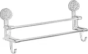 Removable Towel Bar, Adhesive Towel Rail, Suction Cup Towel Holder, Stainless Steel Bath Towel Holder, Shower Door Adhesive Towel Bar Rack, Bathroom Towel Rack with Suction Cups