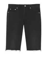 Saint Laurent Frayed-Edge Knee-Length Denim Shorts 30 Black