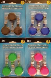 Retractable Reel Clip-On Holders for ID Badges Cards Keys 3 Ct/Pk, Select: Color