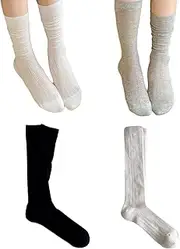 [AWOCAN] 4PCS Ruffle Socks for Women Soft Casual Athletic breathable Ankle Socks Lightweight Thin Sock