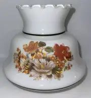 Glass White Globe Lamp Shade Orange Yellow Floral Design 2” Fitter NEW