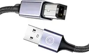 MTF' Printer Cable USB B 2.0 to USB A Cable, 1M, High Speed Nylon Braided, Black, Compatible with Brother, HP, Canon, Lexmark, Epson, Dell, Xerox, Samsung Printers and Piano DAC