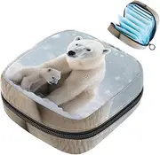 Period Bag,Sanitary Napkin Storage Bag,Winter Snow Polar Bear,Tampon Holder for Purse