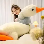 Giant Duck Plushie Fat Stuffed Animal White Goose Plush Pillow Throw Pillow for Bedtime Room Decor Home Decoration (160cm/63inch)