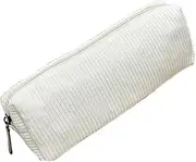Corduroy Pencil Case Pencil Bag Stationery Pouch Corduroy Zippered Stationery Pouch,1Pc Large Capacity Pencil Bag Corduroy Pencil Pouch Zippered Pen Case,Corduroy Pencil Pouch Small Pencil Case,White