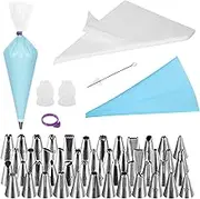 WD&CD Piping Bags and Tips Set-Cookie, Cupcake Tips Decorating Kit Baking Supplies, Cake Frosting Piping Tips with Reusable& Disposable Pastry Bags, Stainless Steel Piping Nozzles for Decorating Cakes