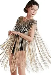 [BABEYOND] Women's 1920s Shawl Long Fringed Evening Cape Sequin Beaded Party Shawl
