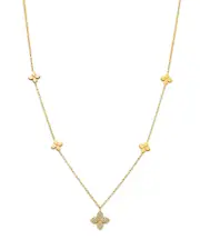 Roberto Coin 18K Yellow Gold Love by the Inch Diamond Flower Station Necklace, 15-17