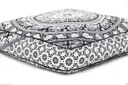 35" Large Black & White Elephant Mandala Floor Cushion Cover Pillow Covers Throw