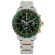 CITIZEN / 經典三眼 計時碼錶 日期 防水100米 不鏽鋼手錶 綠x鍍金 / AN3689-55X / 44mm