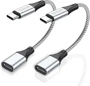 TRANLIKS USB C to Lightning Female Adapters 60W PD Fast Charging and Data Transfer for 15/15 Pro/15 Plus/15 Pro Max...(2packSilver)