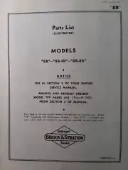 Briggs & Stratton 8B 8B-FB 8B-R6 Gasoline Engine Parts Manual Lawn Mower Tiller