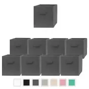 11-Inch Cube Storage Bins, 9-Pack, Foldable Fabric Organizer Boxes (Dark Gray)